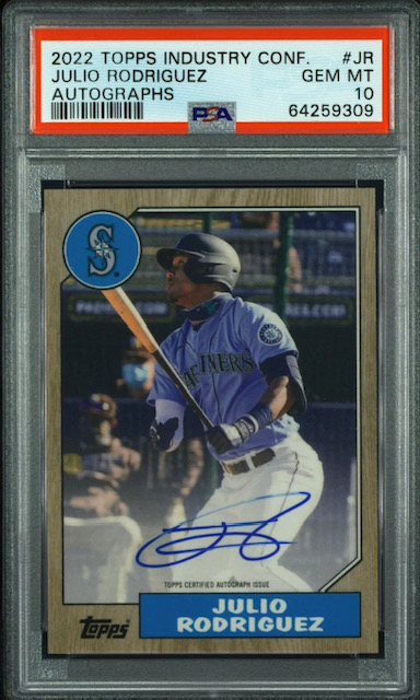 Photo of a 2022 Julio Rodriguez Topps Industry Conference Rookie Card