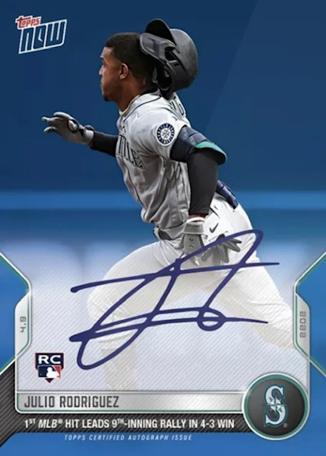 Photo of a 2022 Julio Rodriguez Topps Now Rookie Card