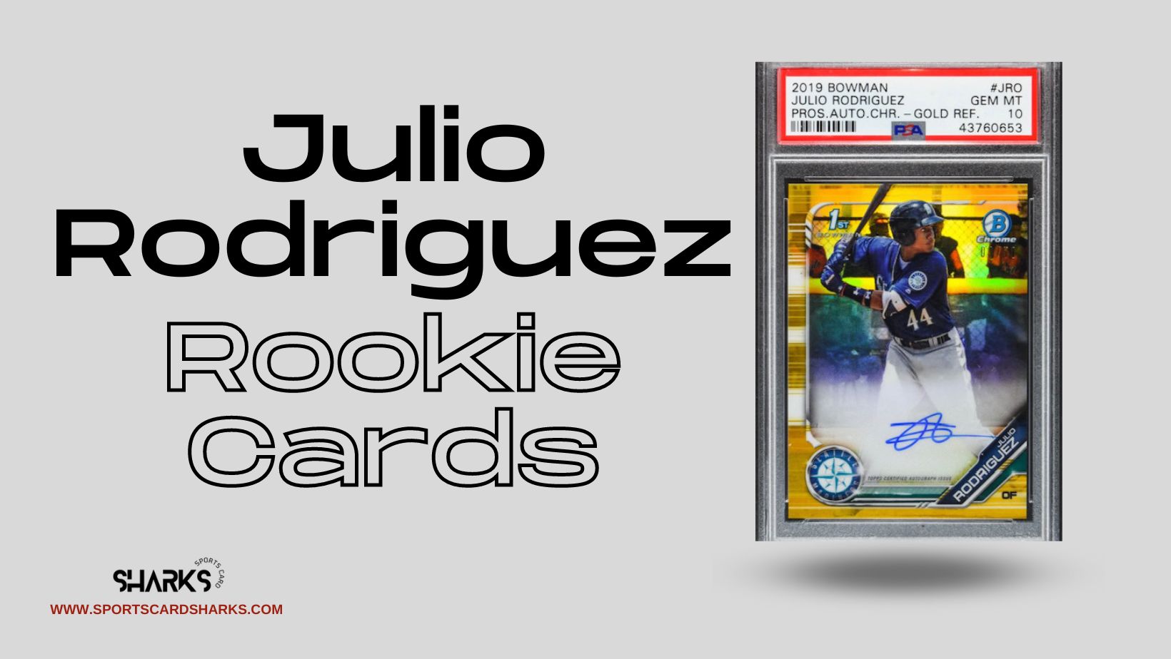 Best Julio Rodriguez Rookie Cards Featured image for the Best Julio Rodriguez Rookie Cards blog post on Sports Card Sharks