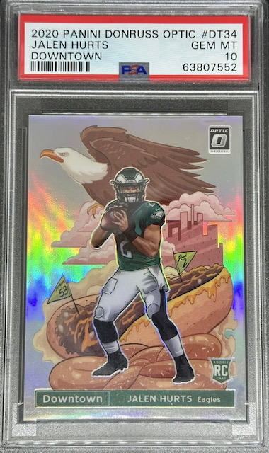 Photo of a 2020 Jalen Hurts Downtown rookie card